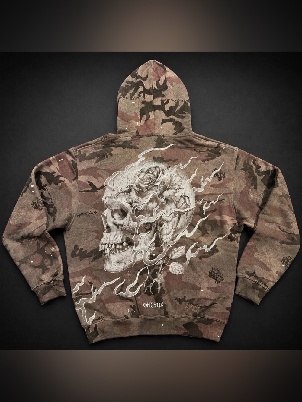 Darc Sport x Civil Regime Camo Skull Rose Hoodie (RED TAG!) - Size L - NWT